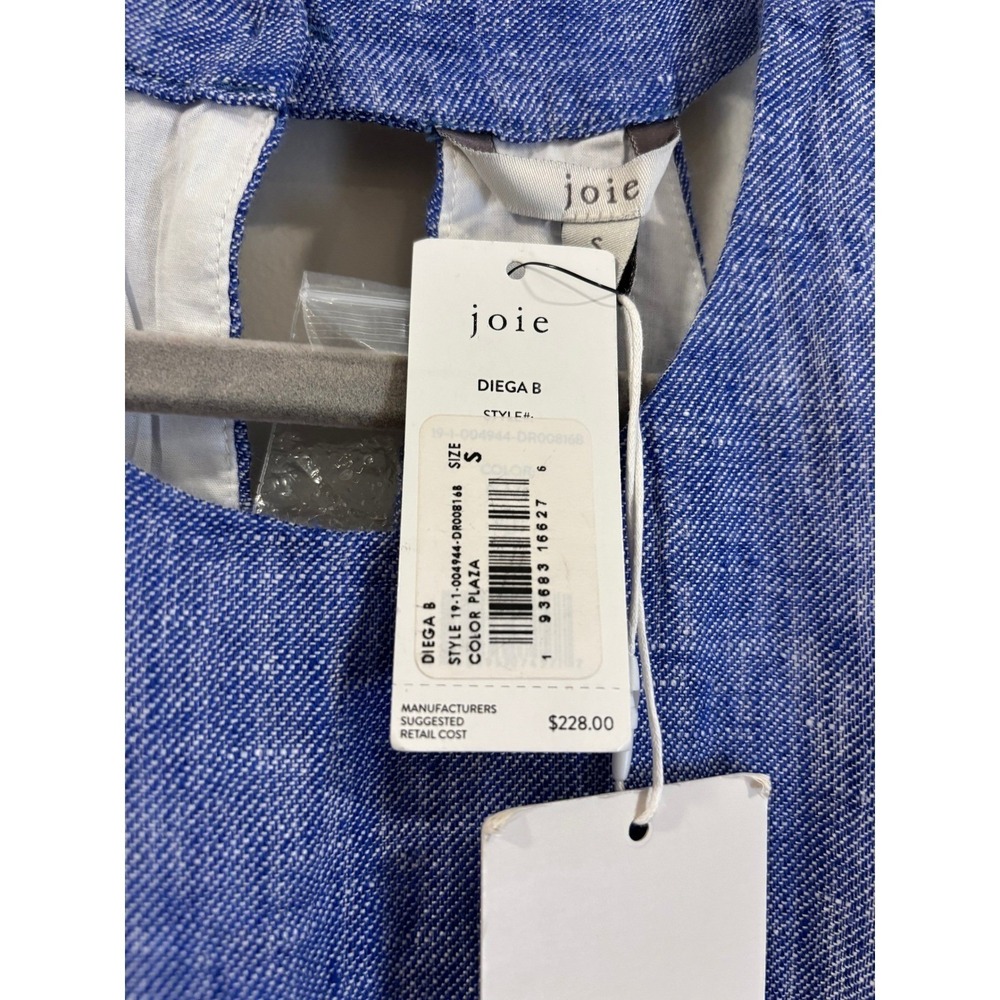 Joie Diega B Dress Blue New With Tags Linen Halter Neck Drawstring Mini S - Picture 6 of 6